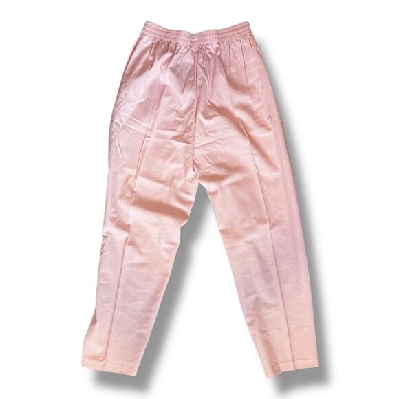 Jerry Leigh Pink Elastic Waist Pleated Tapered Pants / High Rise Linen Blend - Picture 4 of 5